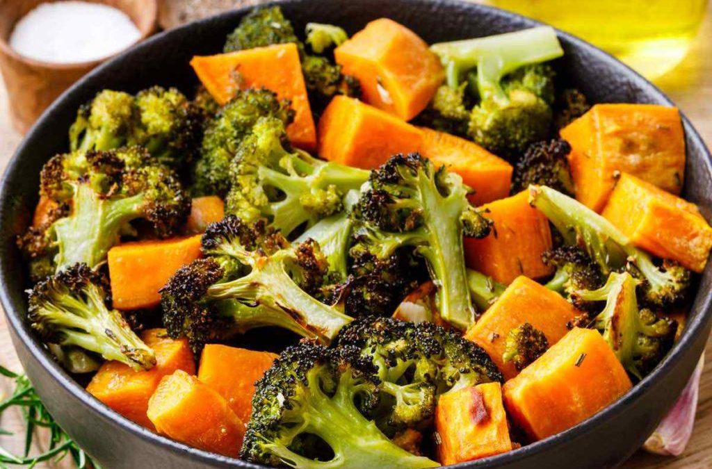 Roasted Sweet Potatoes and Broccoli